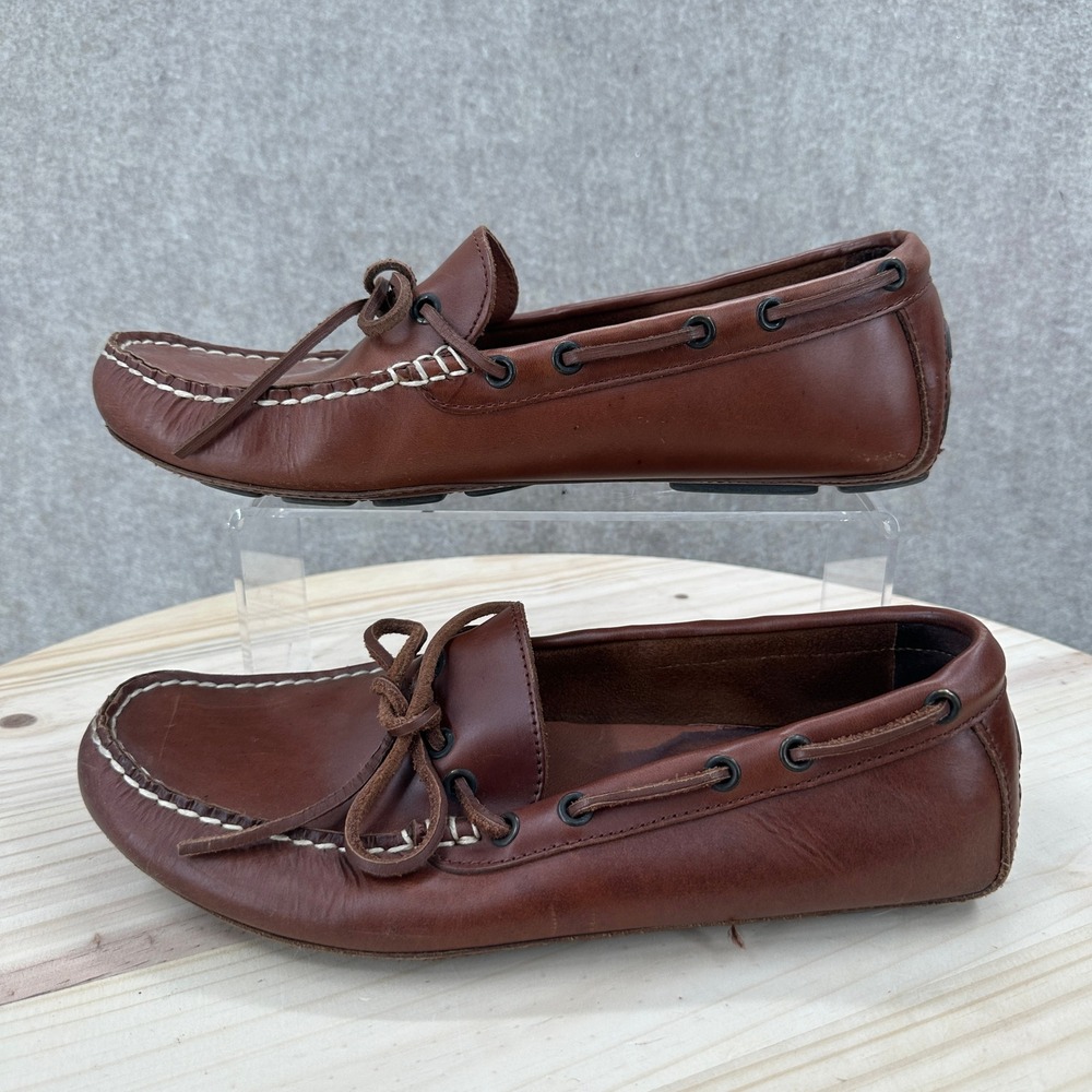 J.Crew Driving Shoes Mens 8.5 Brown Leather Moc Toe Loafers 55744